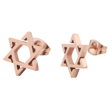 Fashion Rose Gold Stainless Steel Star Shape Cutting Stud Earrings  For Women